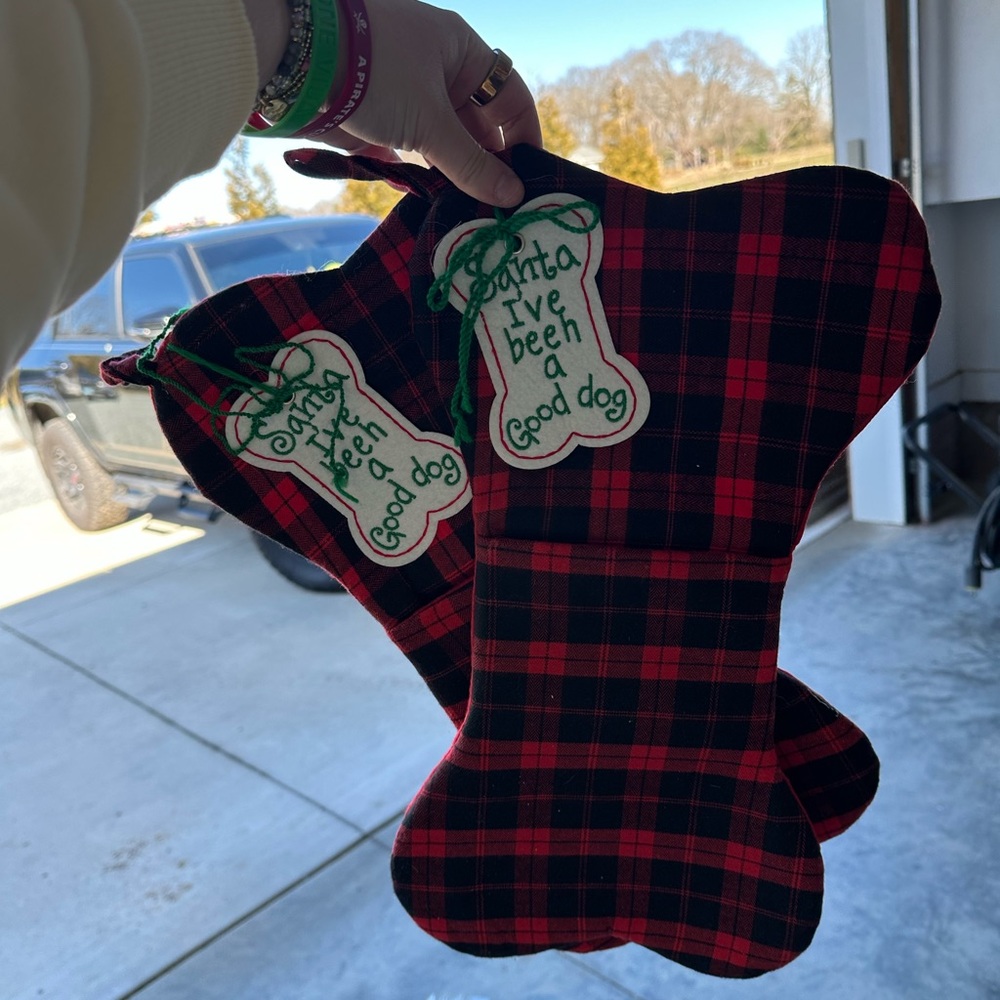 Red and Black Plaid Dog Stockings